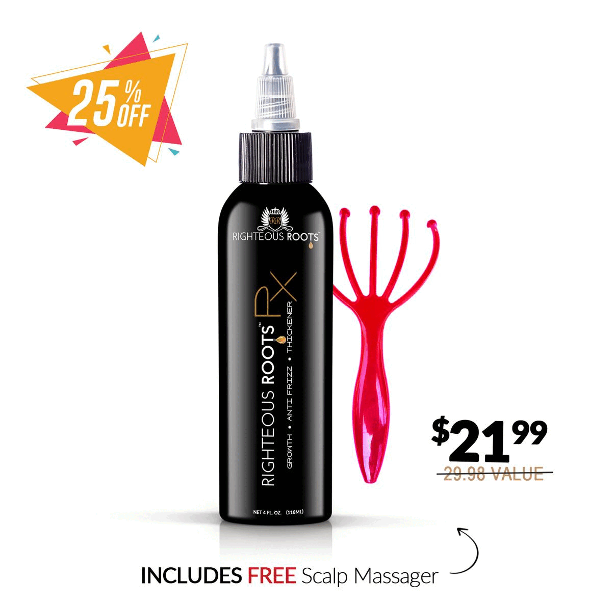 Righteous Roots Rx with Free Scalp Massager Blog Special R R O